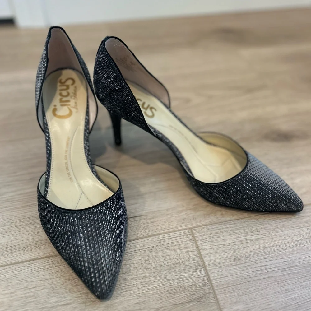 Sam Edelman Circus High Heel Stiletto Sparkle Black Tatianna Shoes Size 10 - Picture 6 of 9